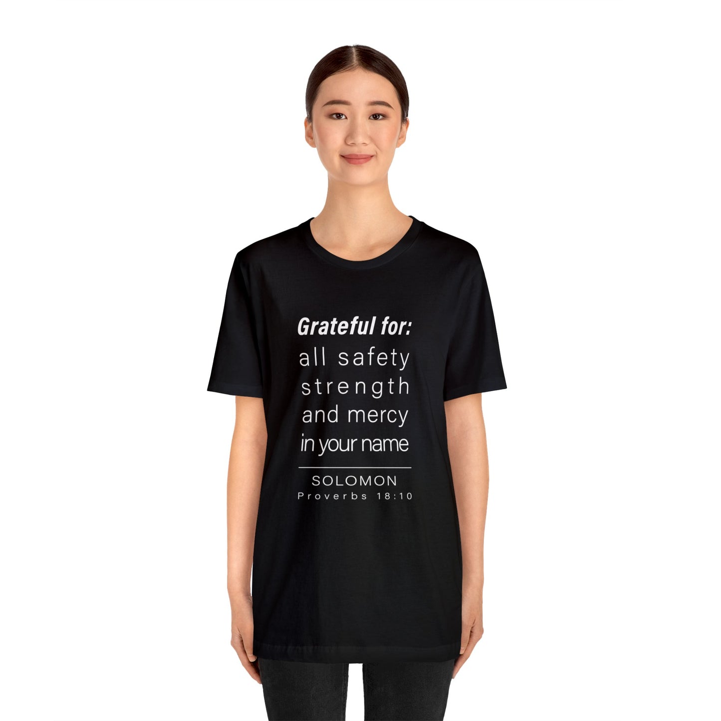 WYKProject Grateful for Proverbs 18:10 Short Sleeve T-Shirt