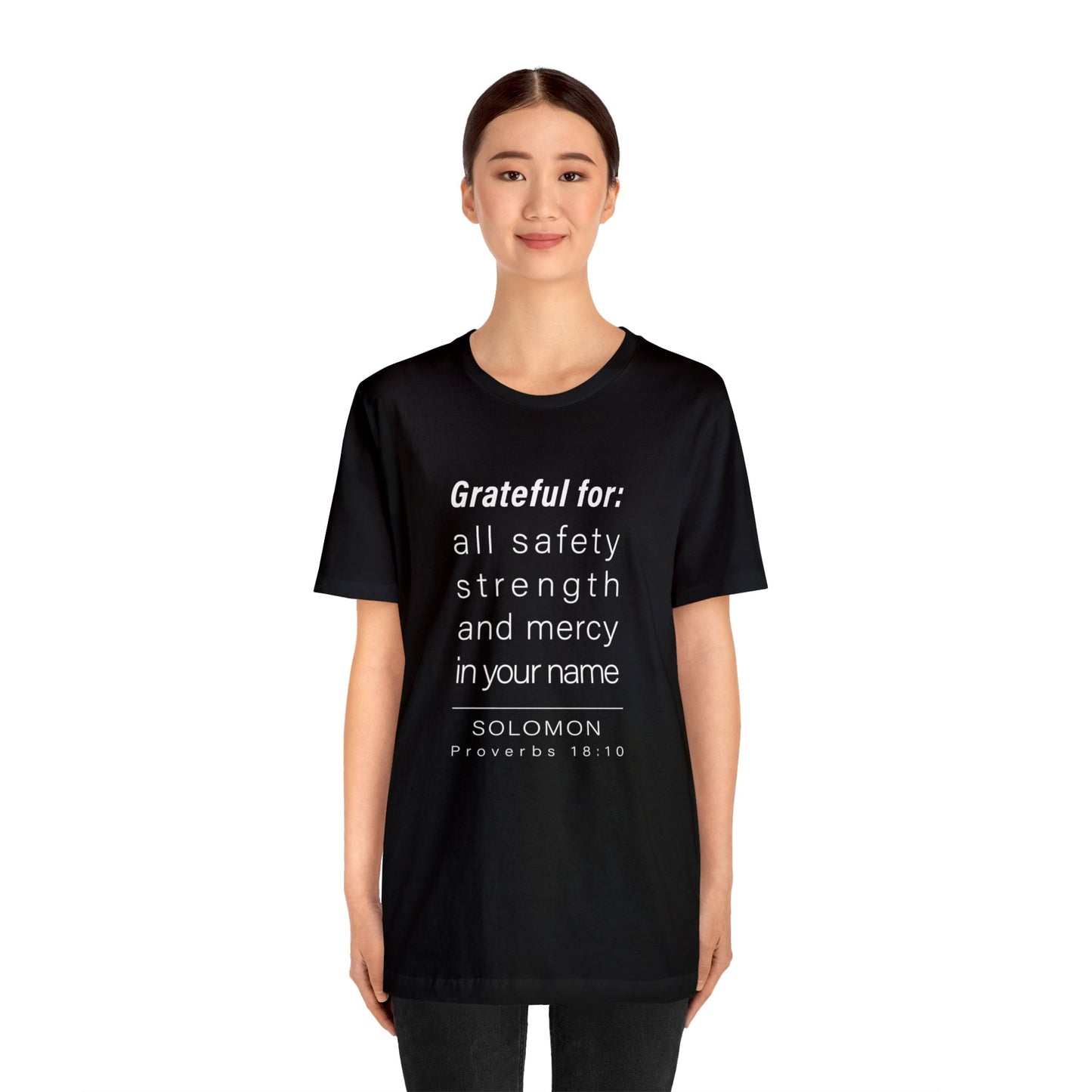 WYKProject Grateful for Proverbs 18:10 Short Sleeve T-Shirt