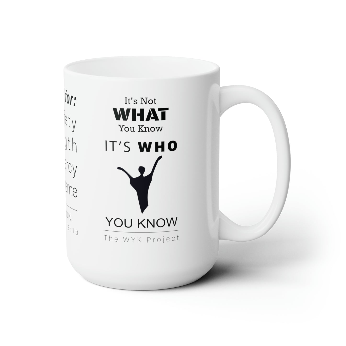 WYKProject Grateful from Proverbs 18:10 White Ceramic Mug 15oz