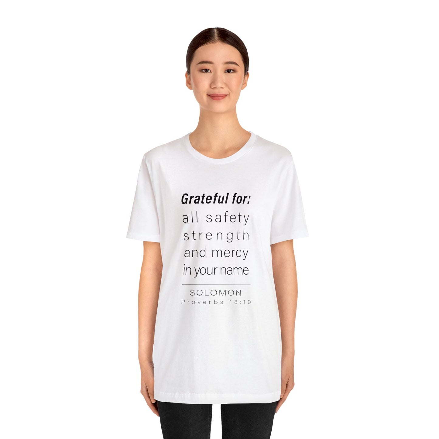 WYKProject Grateful for Proverbs 18:10 Short Sleeve T-Shirt