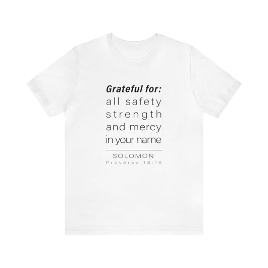 WYKProject Grateful for Proverbs 18:10 Short Sleeve T-Shirt